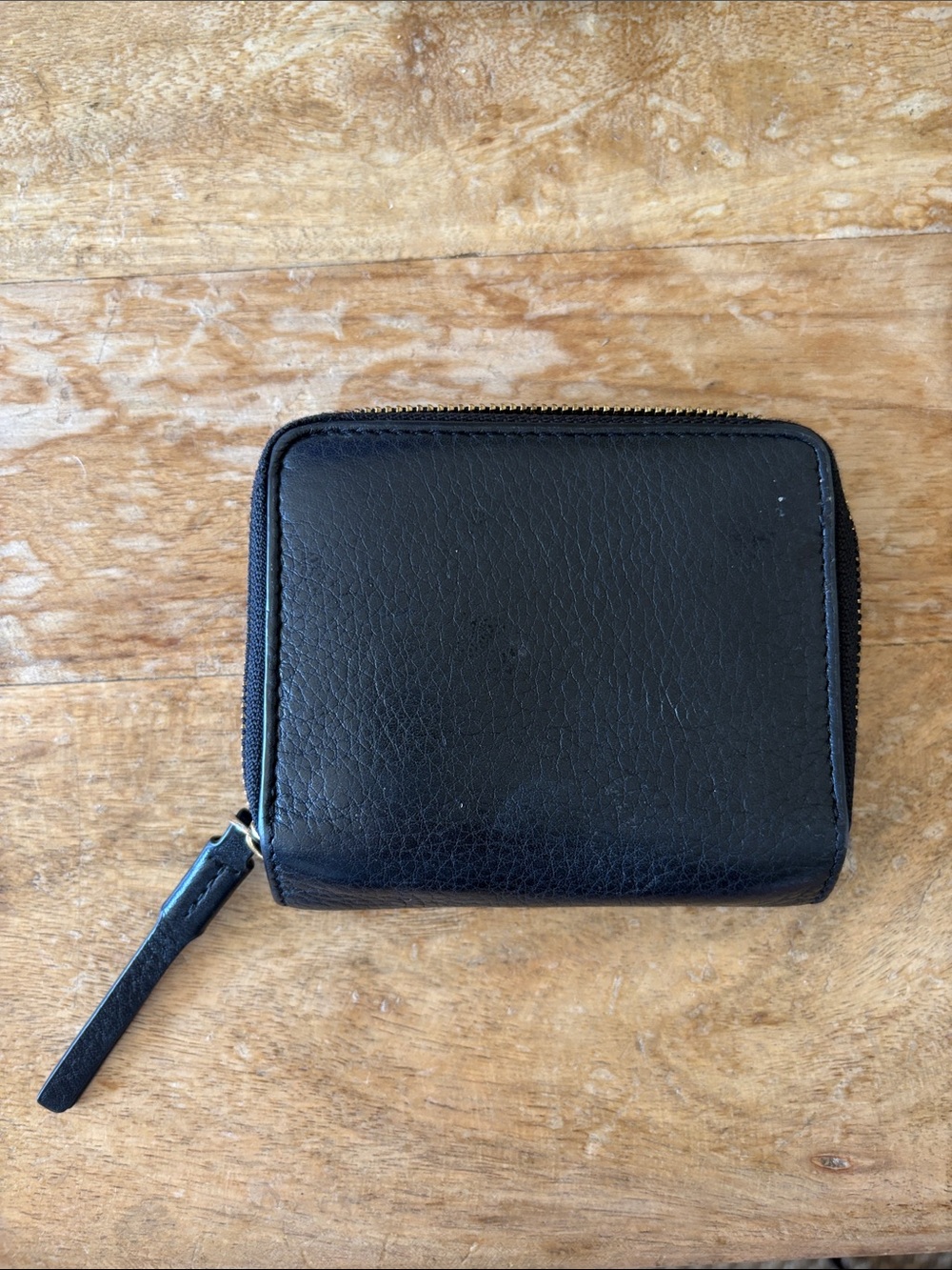 Tory Burch Black Pebbled Leather Zip-Around Wallet with Logo - Picture 2 of 6